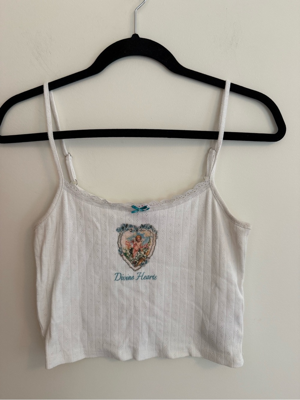 Edikted White Lace-Trim Divine Hearts Top